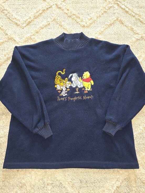 Disney Sweaters - Disney Pooh’s Thoughtful Moments Sweater Size L Fleece Vintage 90’s Turtleneck